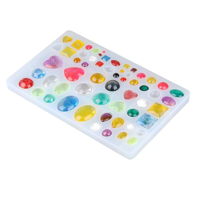 Multiple Sizes of Jewel Gems Silicone Mold (58 Cavity) | AB Resin