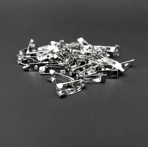 5 x Silver Tone Brooch Pin Backs Bar Pin Backs