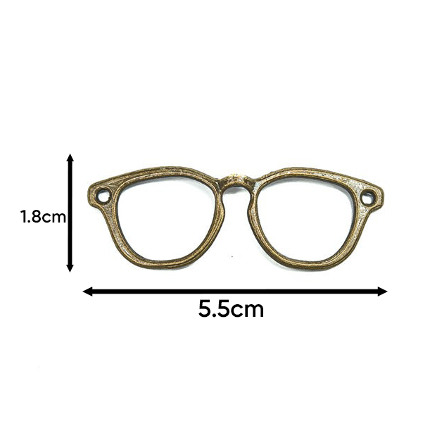 1 x Spectacles Glasses Necklace Pendant Shape Frame Bronze