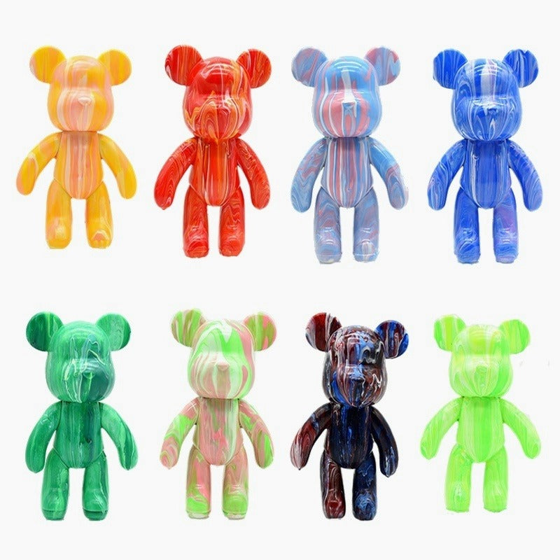 DIY Fluid Bear brick Handmade Keychain Custom Color Self Painting Bear Brick Fluid Art Bear