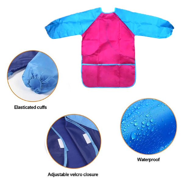 Kids Art Apron Waterproof Artist Painting Long Sleeve with 3 Pockets for Art Craft Cooking and Lab Activity