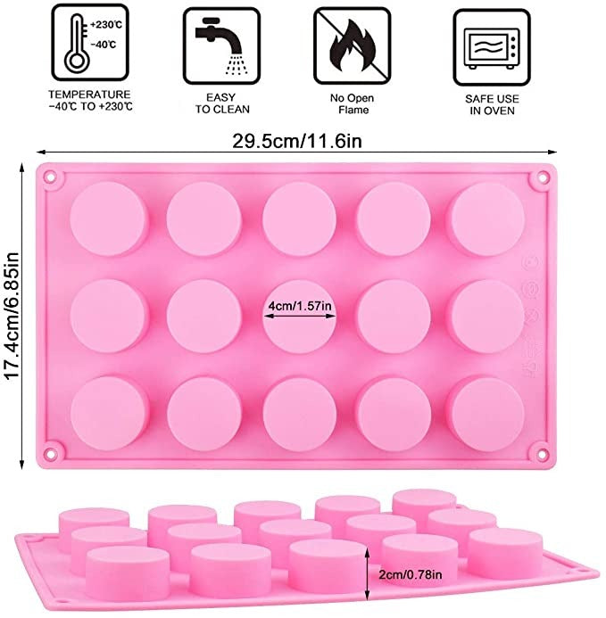 Round Cylinder Silicone Mold (15 Cavity) | Clear Resin