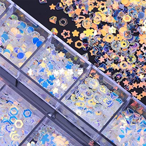 Holographic Accessories Set Of 12 for epoxy, Diy accessories shell, love assorted design