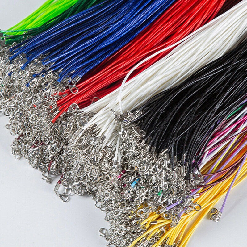 Leather Braided Rope Necklace Cords With Lobster Clasp