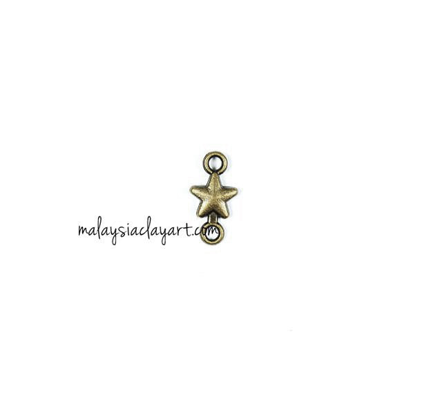 1 x DIY Zakka Vintage Star Charm Double Loop (1.5cm)