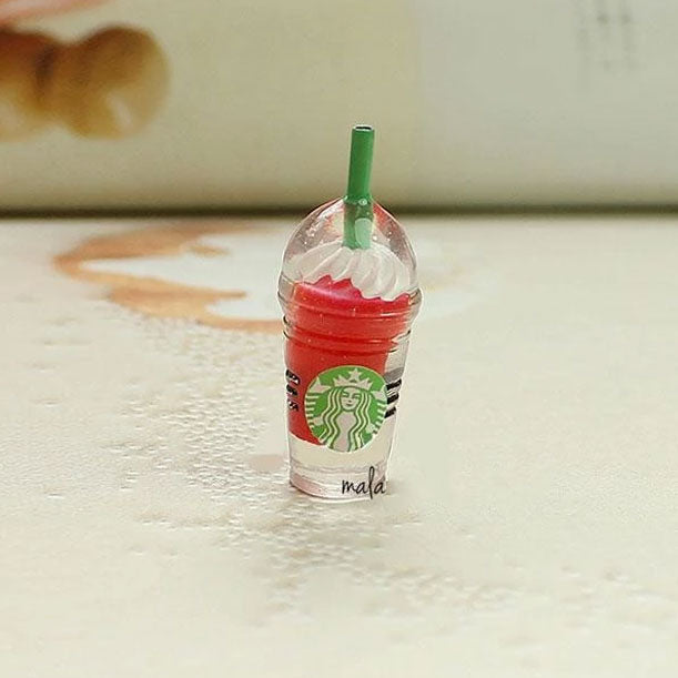 1 x Mini Red Strawberry Starbucks Frappuccino Decoden | Cute Cabochons