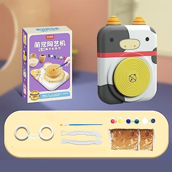 DIY Ceramic Pottery Machine Turntable Pottery Making Kit for Early Education and Art Exploration, Clay Sculpting, Handcrafting Fun, Pottery Playset