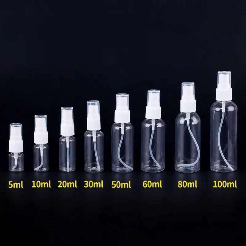 Clear Transparent Fine Mist Spray Bottle Sanitizer Portable Travel Bottle 10ML 50ML 100ML