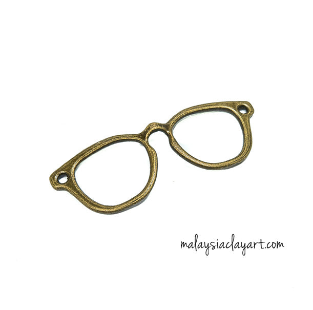 1 x Spectacles Glasses Necklace Pendant Shape Frame Bronze