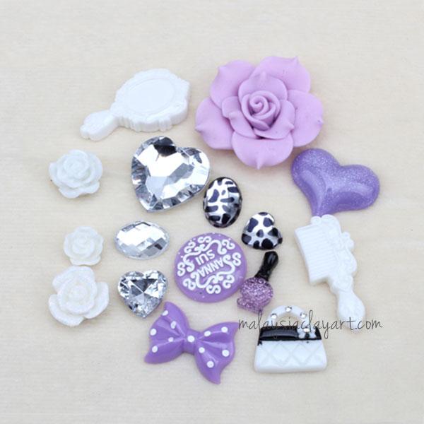DIY Decoden Rose Resin Cabochon Pack - Orchid