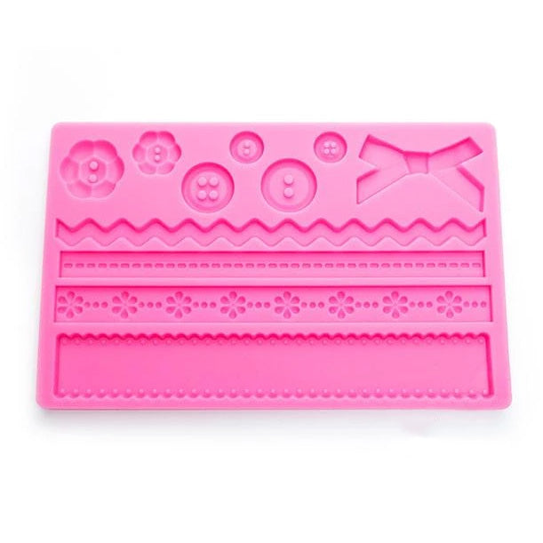 Button Ribbon Lace Fondant Silicone Mold