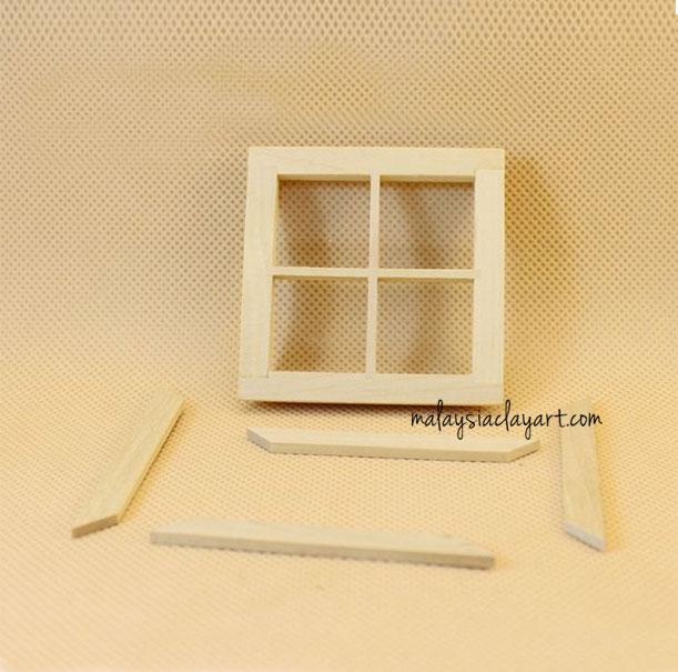 Dollhouse Miniature Wooden Window Frame