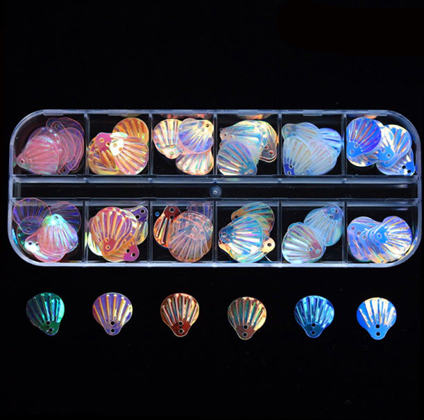 Holographic Accessories Set Of 12 for epoxy, Diy accessories shell, love assorted design