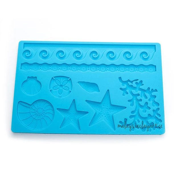 Seashells Starfish Wave Fondant Silicone Mold