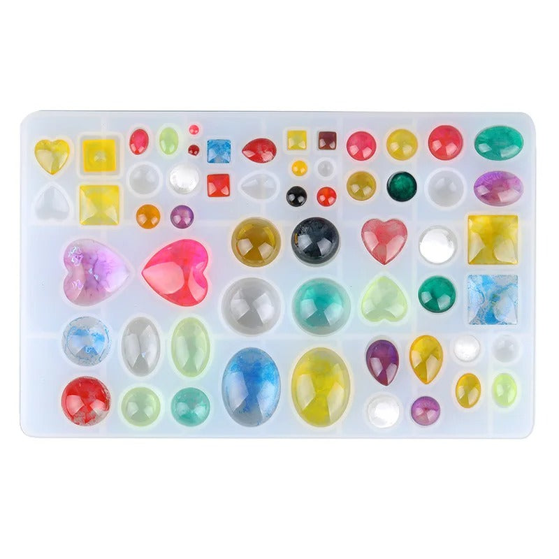 Multiple Sizes of Jewel Gems Silicone Mold (58 Cavity)  | AB Resin