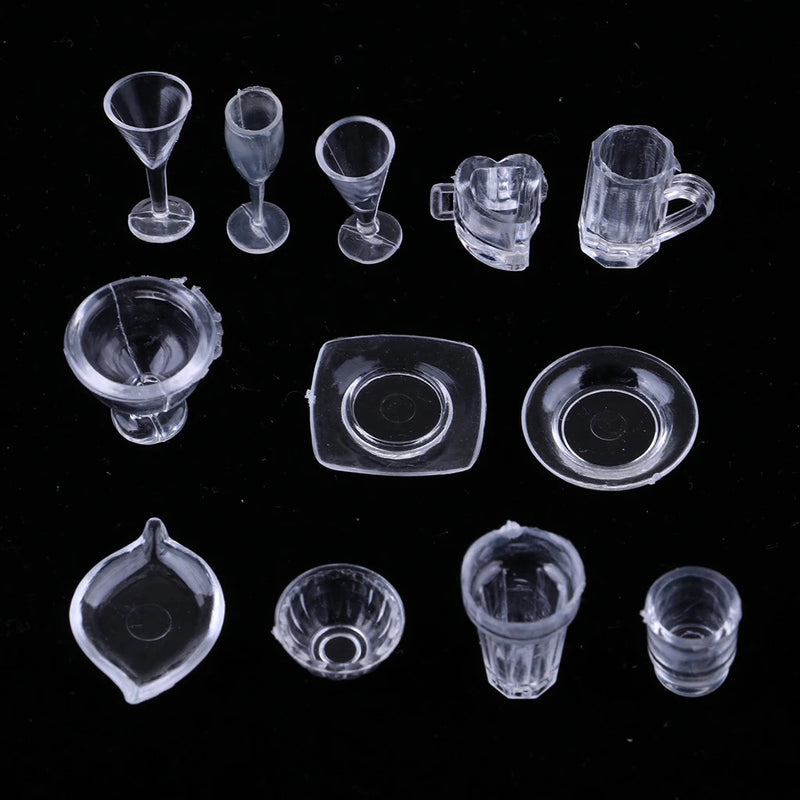 13 pcs Assorted Random Miniature Glassware Wine Glass Ice Cream Cup Plates kitchenware