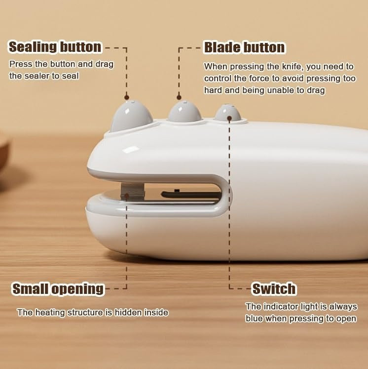 Portable Sealing Machine 2 in 1 with Cutter and Sealing for Snacks and Vegetable Fresh Storage