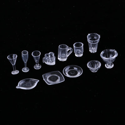 13 pcs Assorted Random Miniature Glassware Wine Glass Ice Cream Cup Plates kitchenware