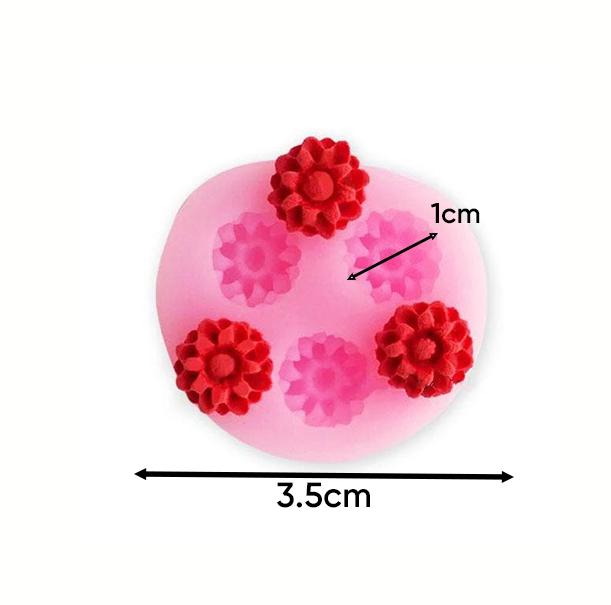 Mini Dahlia Flower Silicone Mold - 3 Cavity