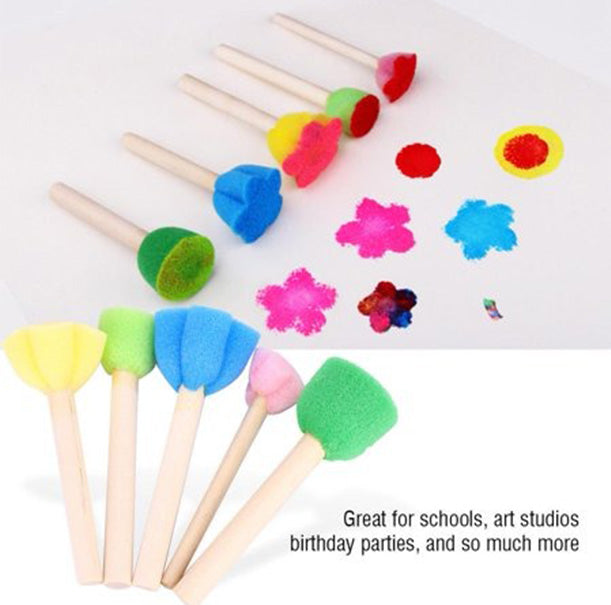 Wooden Sponge Painting Brush 5pcs Foam Brush