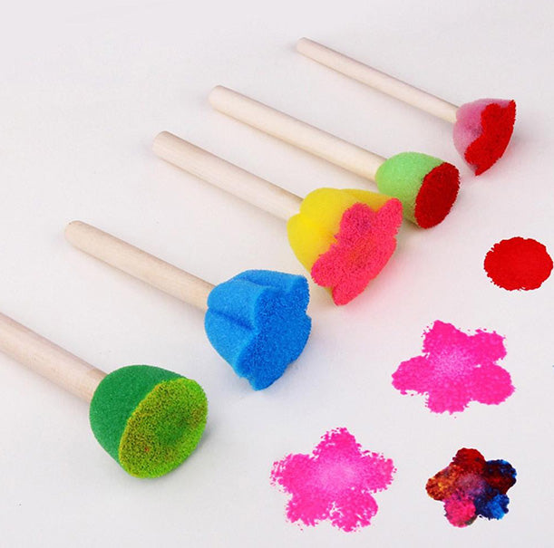 Wooden Sponge Painting Brush 5pcs Foam Brush