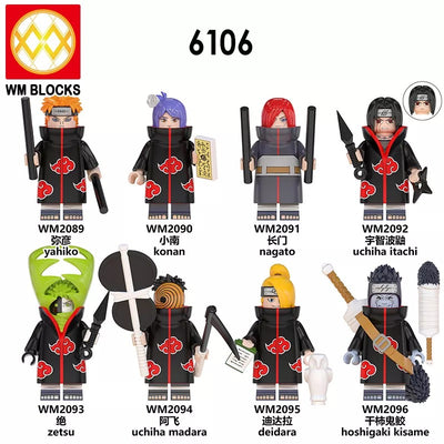 Anime Naruto Series Lego Minifigures Uzumaki Uchiha Obito Sasuke Kakashi WM6105 WM6106 WM6107