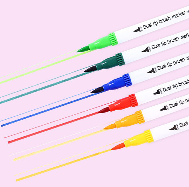 Dual Brush Marker Pen 12 Color Set coloring Books, Drawing, Writing
