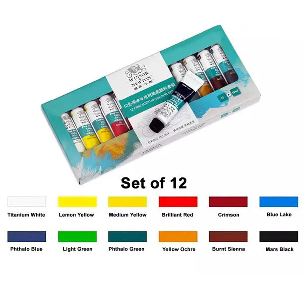 Winsor & Newton Fine Acrylic Color Set of 12 / 18 / 24, 10ML / Tube
