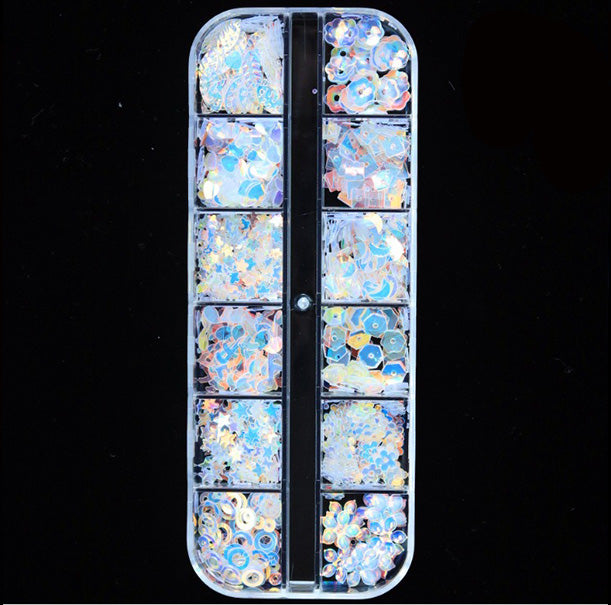 Holographic Accessories Set Of 12 for epoxy, Diy accessories shell, love assorted design