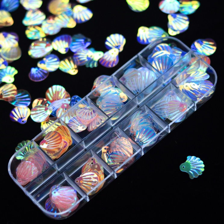 Holographic Accessories Set Of 12 for epoxy, Diy accessories shell, love assorted design