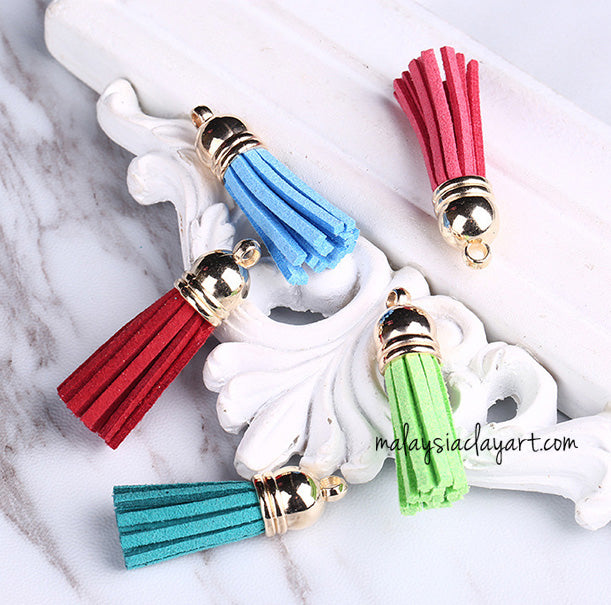 Ultrasuede Leather Tassels with gold cap for Earrings Pendant Jewelry
