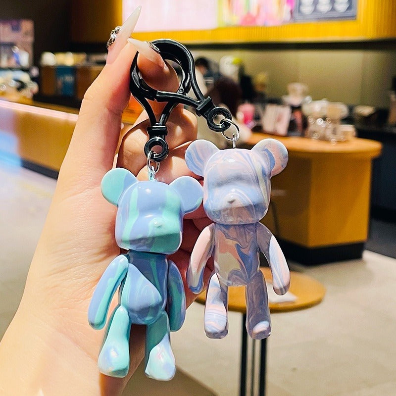 DIY Fluid Bear brick Handmade Keychain Custom Color Self Painting Bear Brick Fluid Art Bear