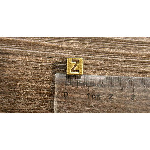A-Z Alphabet Letter Charms Cubic Beads Bronze Vintage Zakka