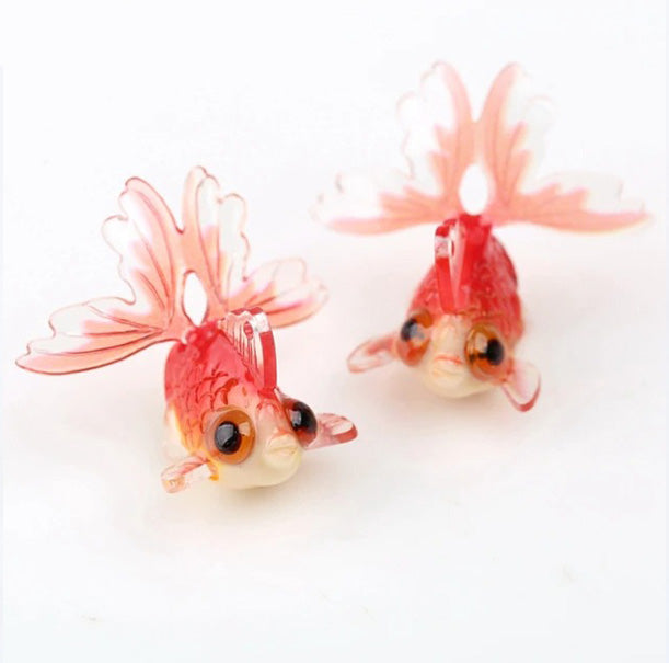 Mini Goldfish Pendants Charm Acrylic Earrings Adorable Jewelry Handmade Accessories