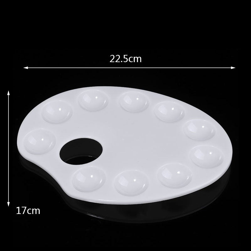 Oval Shape 10 Pots Plastic Mix Paint Palette White Color Tray For Art Paint