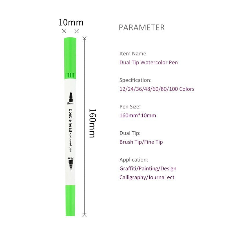Dual Brush Marker Pen 12 Color Set coloring Books, Drawing, Writing