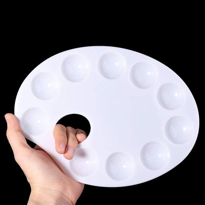 Oval Shape 10 Pots Plastic Mix Paint Palette White Color Tray For Art Paint