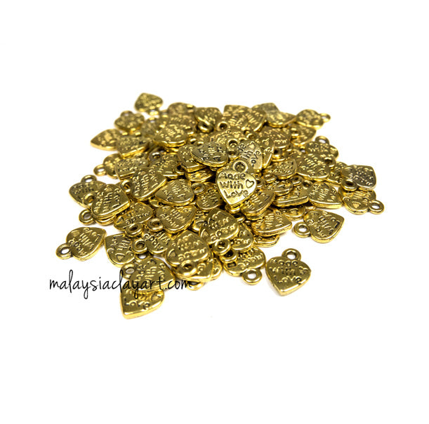 Love Shape Made With Love Gold Zakka Charm