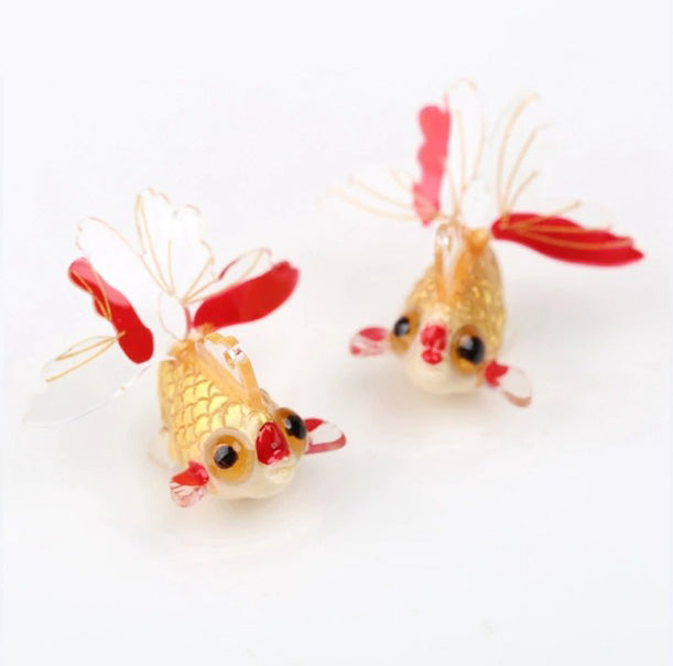 Mini Goldfish Pendants Charm Acrylic Earrings Adorable Jewelry Handmade Accessories