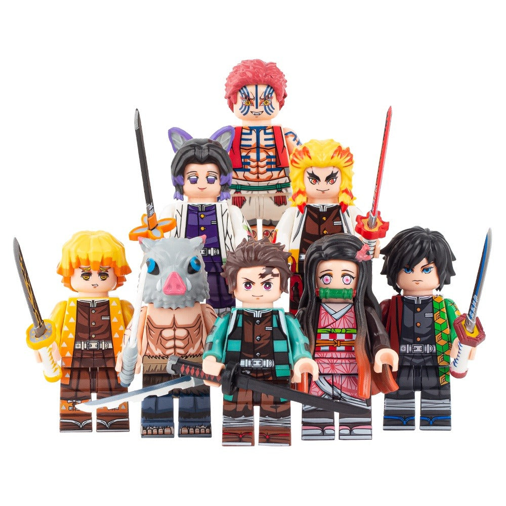 Demon Slayer Mini Figures Tanjirou Akaza Nezuko Zenitsu Kyoujurou Giyuu Inosuke Lego Minifigures WM6116