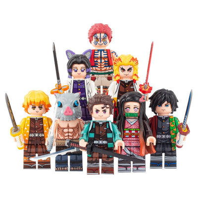 Demon Slayer Mini Figures Tanjirou Akaza Nezuko Zenitsu Kyoujurou Giyuu Inosuke Lego Minifigures WM6116