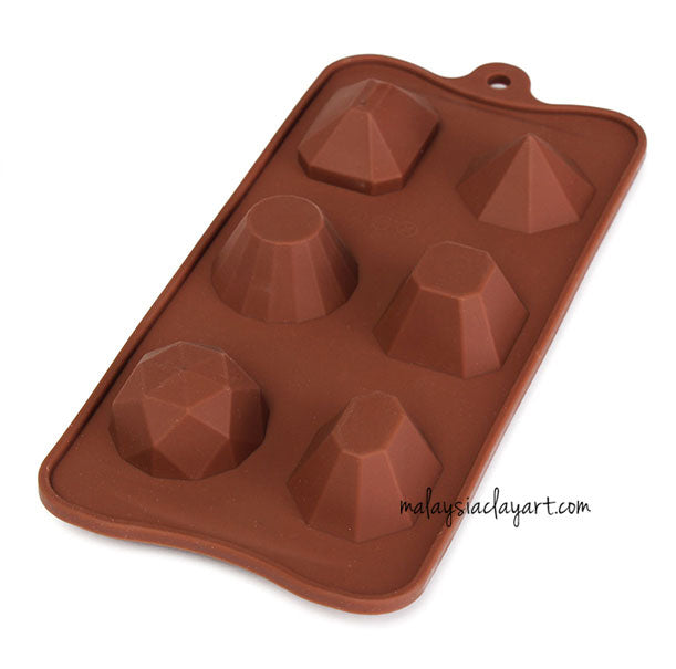 Multiple Diamond Jewel Shaped Silicone Mold - 6 Cavity