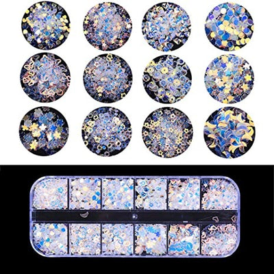 Holographic Accessories Set Of 12 for epoxy, Diy accessories shell, love assorted design