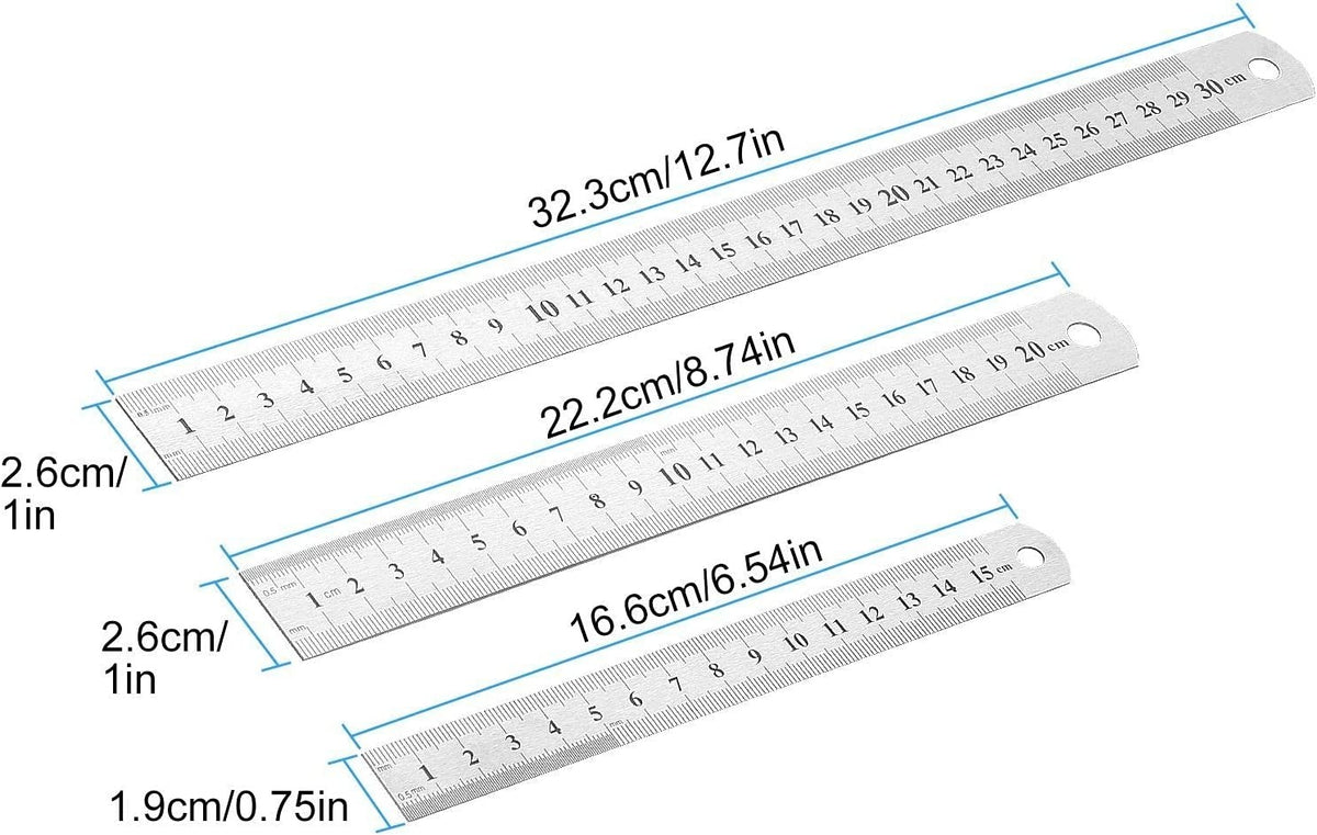 Stainless Steel Metal Ruler, Pembaris besi 15cm / 20cm / 30cm