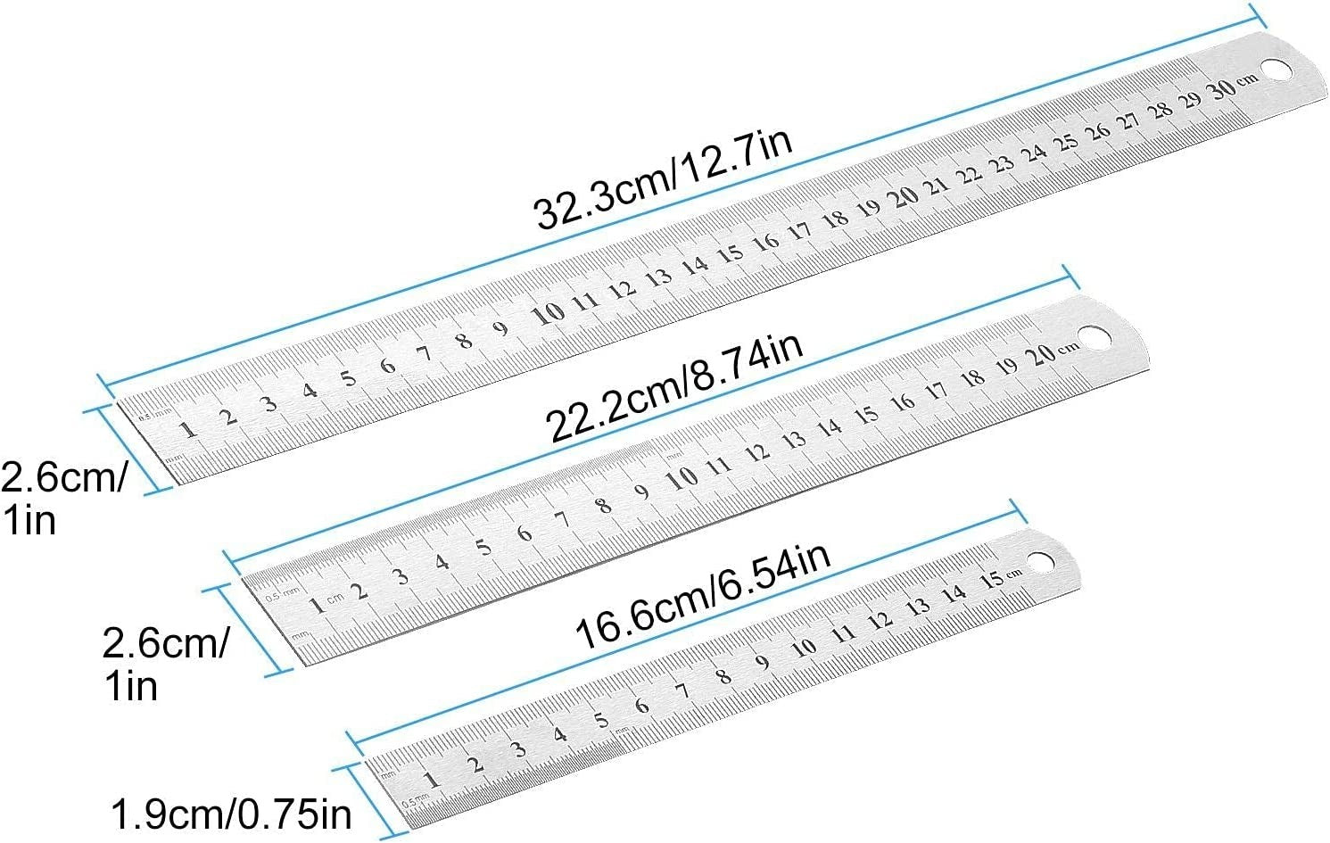 Stainless Steel Metal Ruler, Pembaris besi 15cm / 20cm / 30cm