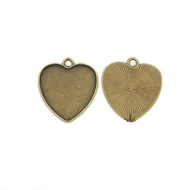 1 x Necklace Pendant Love Shape Frame Bronze