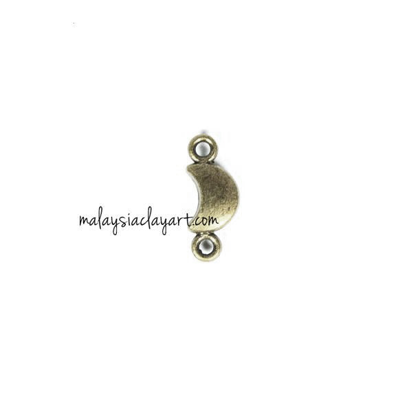 1 x DIY Zakka Vintage Moon Charm Double Loop (1.5cm)