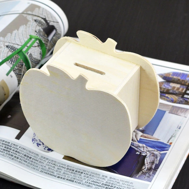 Wooden Apple Coin Bank