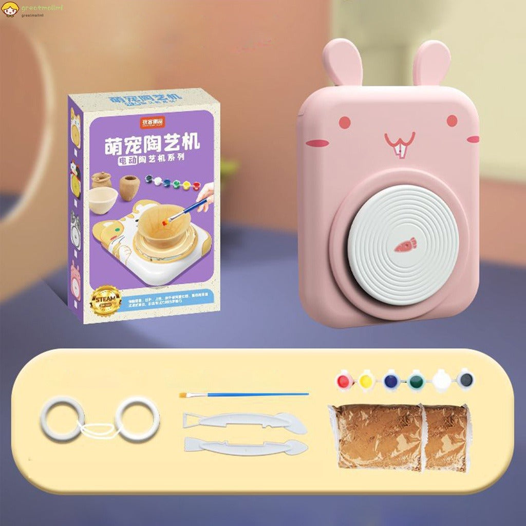 DIY Ceramic Pottery Machine Turntable Pottery Making Kit for Early Education and Art Exploration, Clay Sculpting, Handcrafting Fun, Pottery Playset