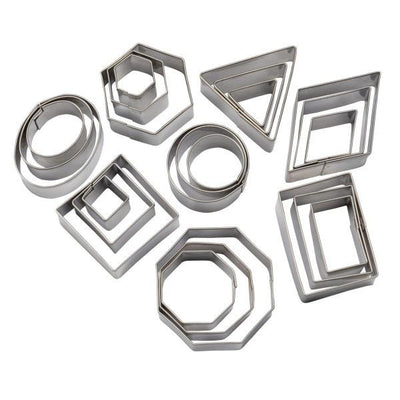 Mini Cookies Cutters Geometric Shapes Stainless Steel 24pcs